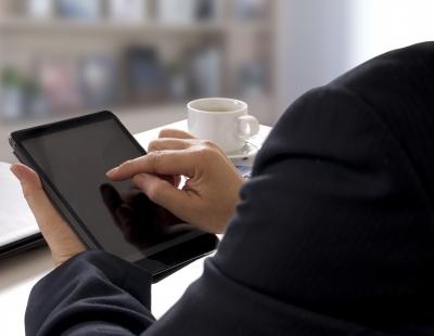 person working on tablet